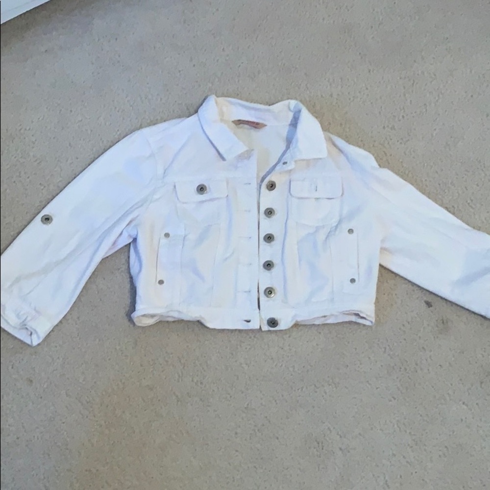 White Denim Crop Jacket